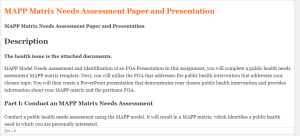 MAPP Matrix Needs Assessment Paper and Presentation