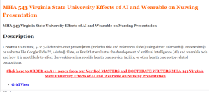 MHA 543 Virginia State University Effects of AI and Wearable on Nursing Presentation
