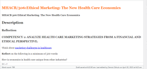 MHACB 506 Ethical Marketing  The New Health Care Economics