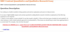 MRU Contrast Quantitative and Qualitative Research Essay