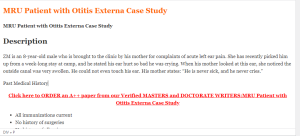 MRU Patient with Otitis Externa Case Study