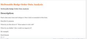 McDonalds Badge Order Data Analysis