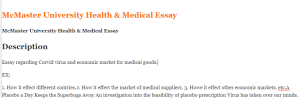 McMaster University Health & Medical Essay