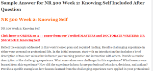 NR 500 Week 2 Knowing Self