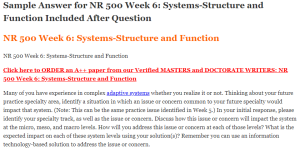 NR 500 Week 6 Systems-Structure and Function