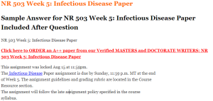 NR 503 Week 5 Infectious Disease Paper
