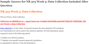 NR 505 Week 5 Data Collection