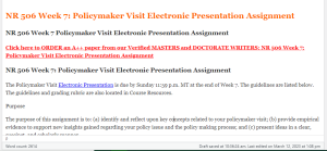 NR 506 Week 7 Policymaker Visit Electronic Presentation Assignment