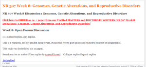 NR 507 Week 8 Discussion  Genomes, Genetic Alterations, and Reproductive Disorders