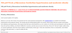 NR 508 Week 5 Discussion borderline hypertension and moderate obesity