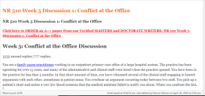 NR 510 Week 5 Discussion 1 Conflict at the Office