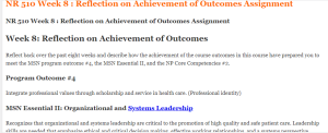 NR 510 Week 8  Reflection on Achievement of Outcomes Assignment