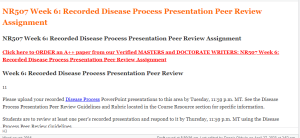 NR507 Week 6 Recorded Disease Process Presentation Peer Review Assignment