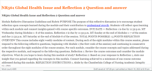 NR561 Global Health Issue and Reflection 2 Question and answer