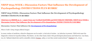 NRNP 6635 WEEK 1 Discussion Factors That Influence the Development of Psychopathology INSTRUCTIONS PLUS RUBRIC