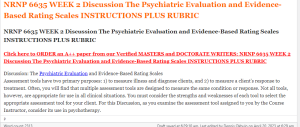 NRNP 6635 WEEK 2 Discussion The Psychiatric Evaluation and Evidence-Based Rating Scales INSTRUCTIONS PLUS RUBRIC