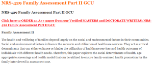NRS-429 Family Assessment Part II GCU