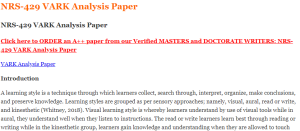 NRS-429 VARK Analysis Paper