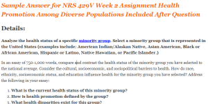 NRS 429V Week 2 Assignment Health Promotion Among Diverse Populations