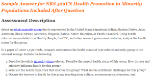 NRS 429VN Health Promotion in Minority Populations