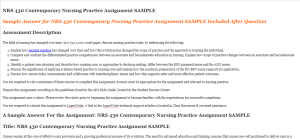 NRS 430 Contemporary Nursing Practice Assignment SAMPLE