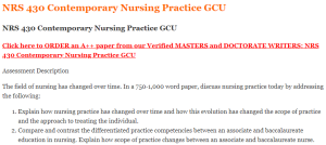 NRS 430 Contemporary Nursing Practice GCU