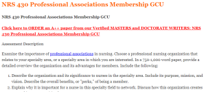 NRS 430 Professional Associations Membership GCU