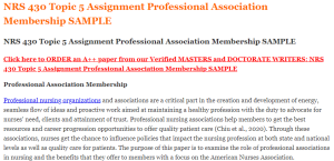 NRS 430 Topic 5 Assignment Professional Association Membership SAMPLE
