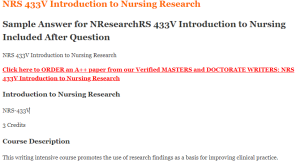 NRS 433V Introduction to Nursing Research