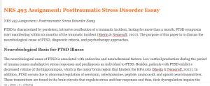 NRS 493 Assignment Posttraumatic Stress Disorder Essay