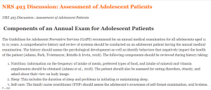 NRS 493 Discussion Assessment of Adolescent Patients