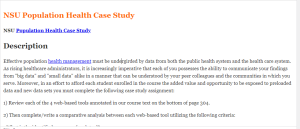 NSU Population Health Case Study