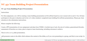 NU 451 Team Building Project Presentation