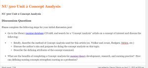 NU 500 Unit 2 Concept Analysis