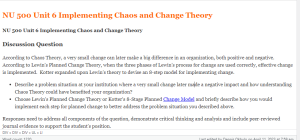 NU 500 Unit 6 Implementing Chaos and Change Theory