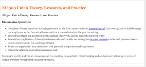 NU 500 Unit 6 Theory, Research, and Practice