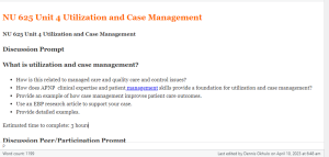 NU 625 Unit 4 Utilization and Case Management