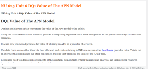 NU 625 Unit 6 DQ1 Value of The APN Model