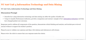 NU 626 Unit 4 Information Technology and Data Mining