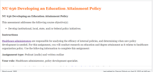 NU 636 Developing an Education Attainment Policy