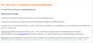 NU 636 Unit 2 Treatment of Hyperlipidemia