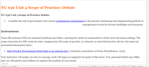 NU 636 Unit 4 Scope of Practice Debate