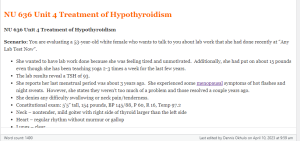 NU 636 Unit 4 Treatment of Hypothyroidism