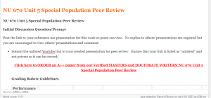 NU 670 Unit 5 Special Population Peer Review