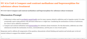 NU 670 Unit 6 Compare and contrast methadone and buprenorphine for substance abuse treatment