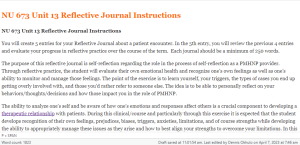 NU 673 Unit 13 Reflective Journal Instructions