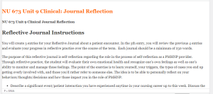 NU 673 Unit 9 Clinical Journal Reflection