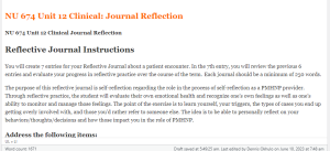 NU 674 Unit 12 Clinical Journal Reflection
