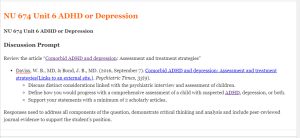 NU 674 Unit 6 ADHD or Depression
