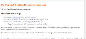 NU 674 Unit 8 Eating Disorders Anorexia